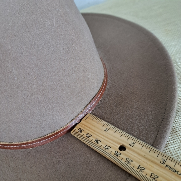 Hatattack Wool Felt Tan Wide-Brim Hat Leather Band OS - Picture 8 of 13